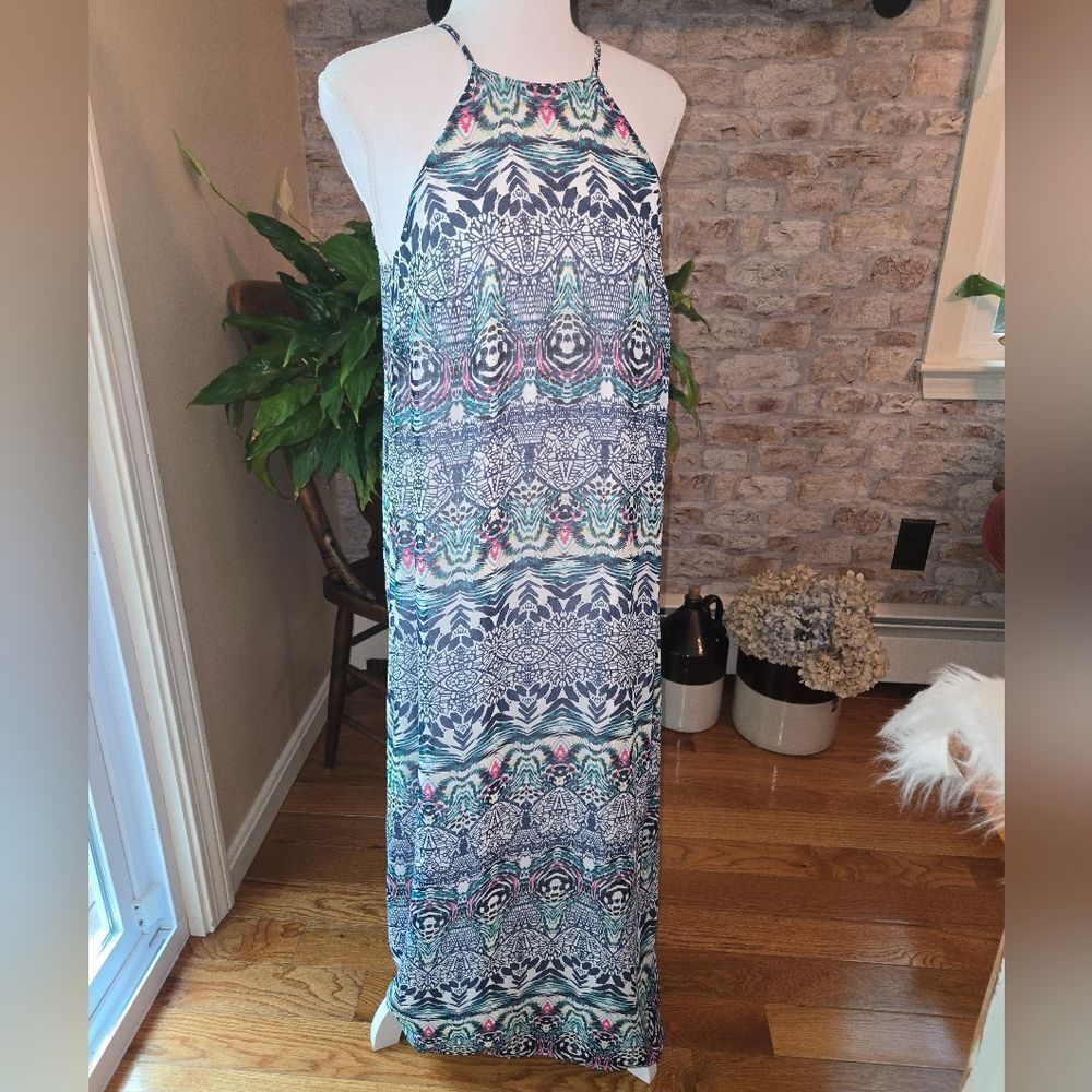 Donna Morgan White and Blue Dress Size 2 Womens